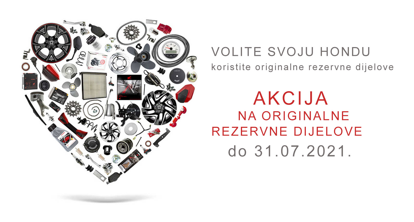 HONDA AKCIJA NA ORIGINALNE REZERVNE DJELOVE do 31.07.2021. g.